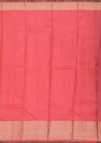 Peach Zariwork Pure Silk Saree-Koskii