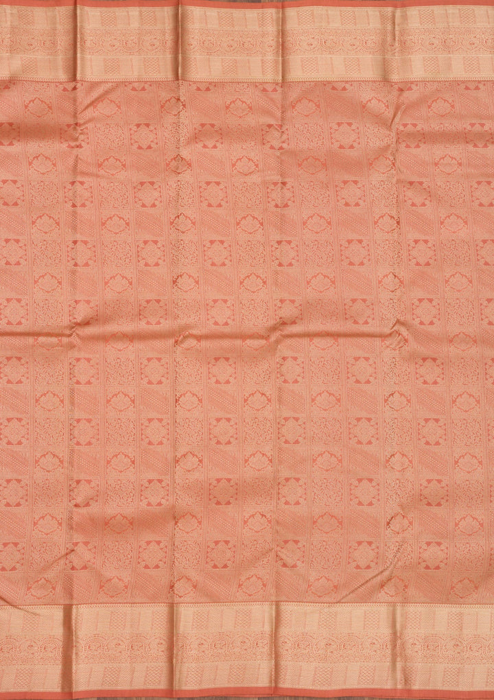 Peach Zariwork Pure Silk Saree-Koskii