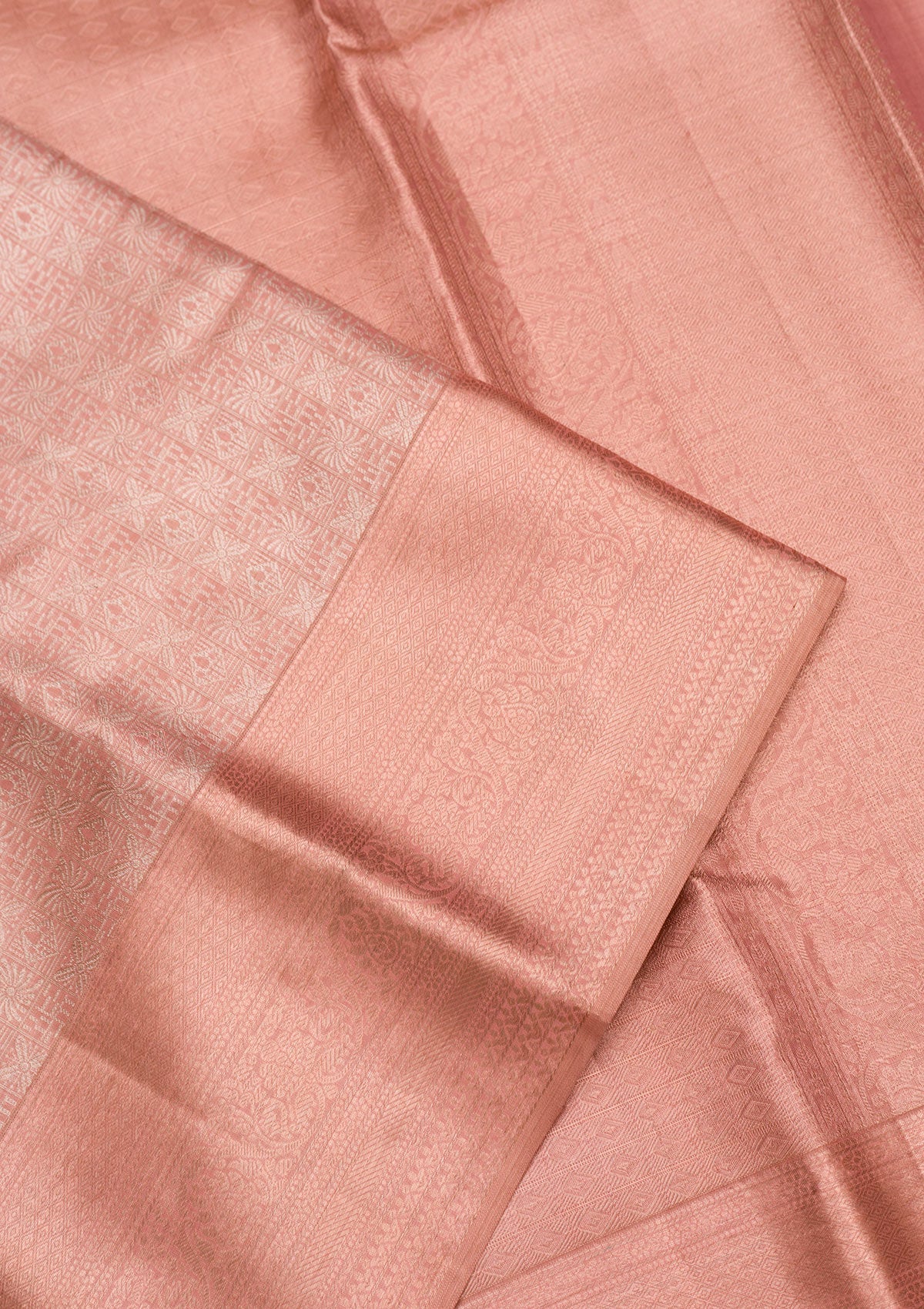 Peach Zariwork Pure Silk Saree-Koskii