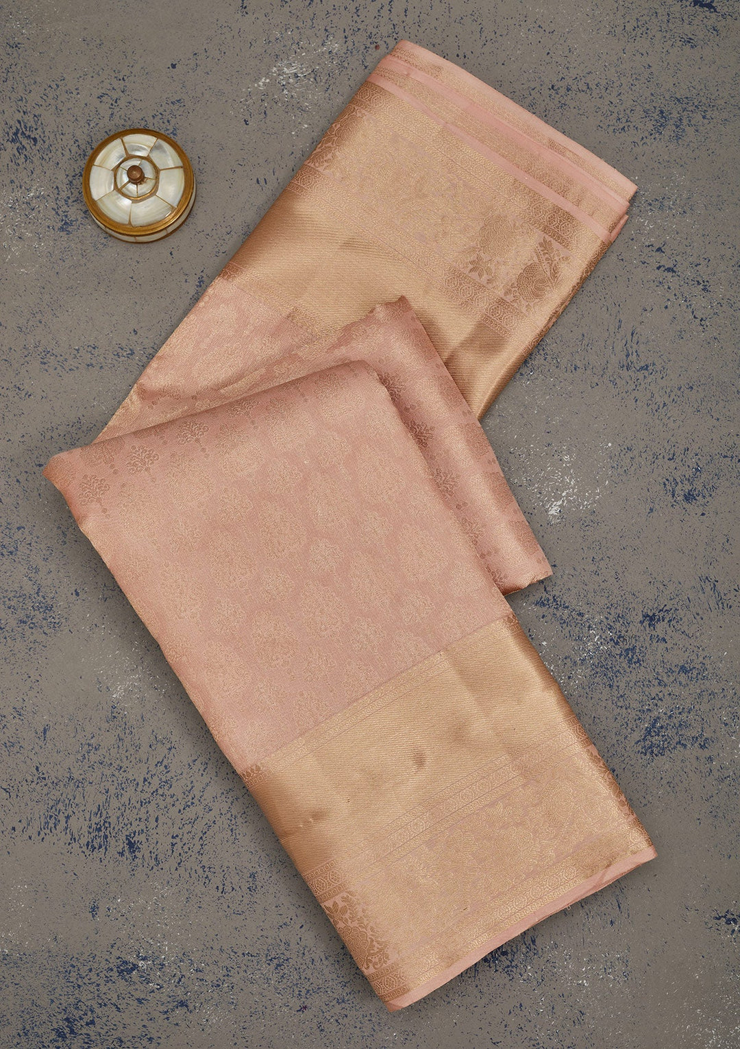 Peach Zariwork Pure Silk Saree-Koskii