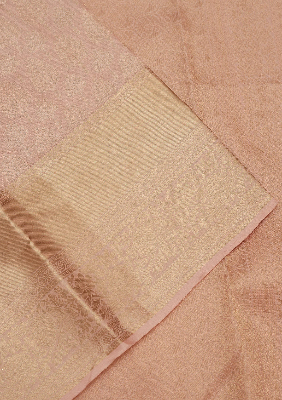 Peach Zariwork Pure Silk Saree-Koskii