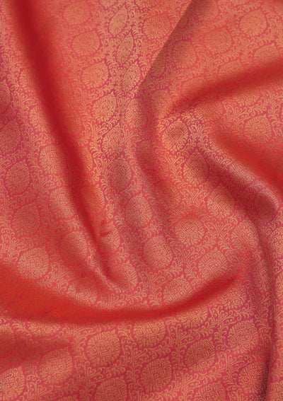 Peach Zariwork Pure Silk Saree-Koskii