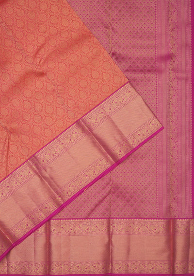 Peach Zariwork Pure Silk Saree-Koskii