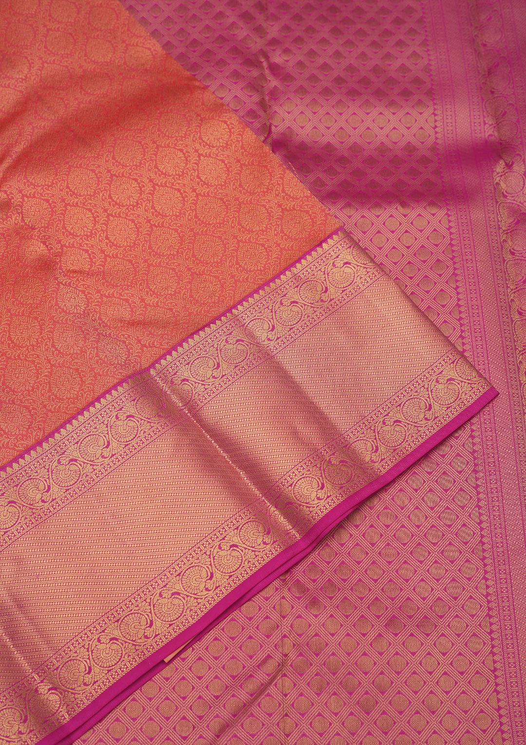Peach Zariwork Pure Silk Saree-Koskii