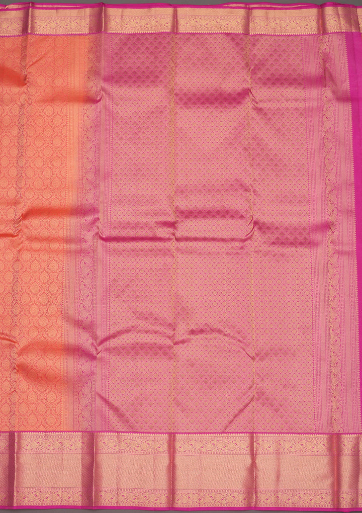 Peach Zariwork Pure Silk Saree-Koskii