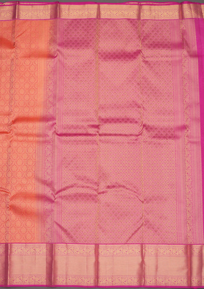 Peach Zariwork Pure Silk Saree-Koskii