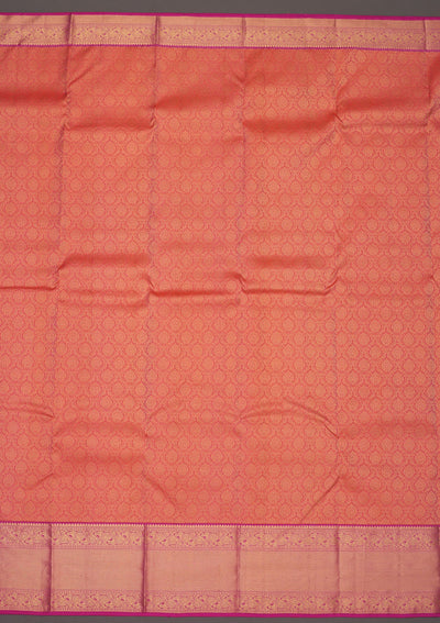 Peach Zariwork Pure Silk Saree-Koskii
