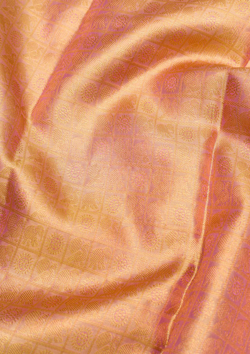 Peach Zariwork Pure Silk Saree-Koskii