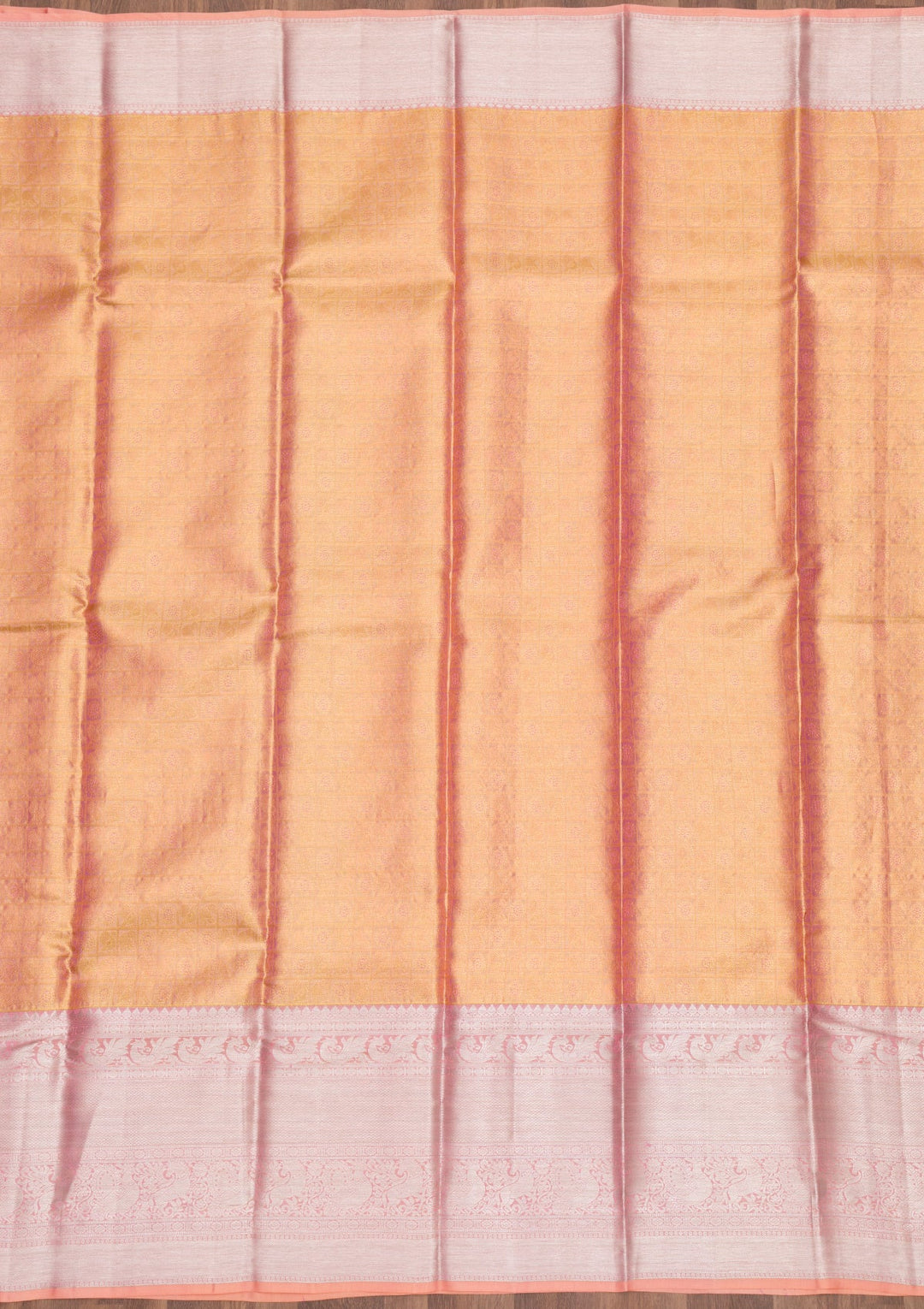 Peach Zariwork Pure Silk Saree-Koskii
