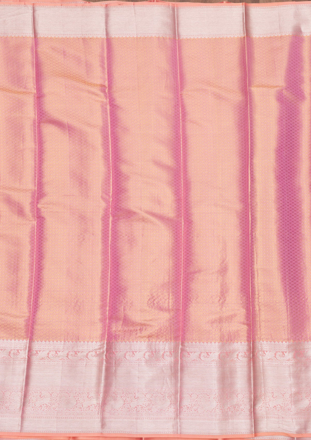 Peach Zariwork Pure Silk Saree-Koskii