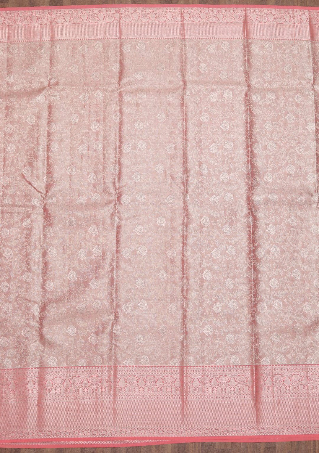 Peach Zariwork Pure Silk Saree-Koskii