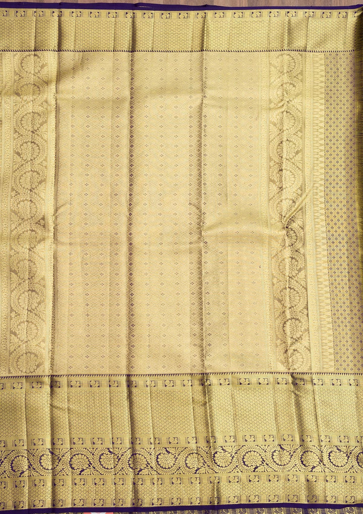 Peach Zariwork Pure Silk Saree-Koskii