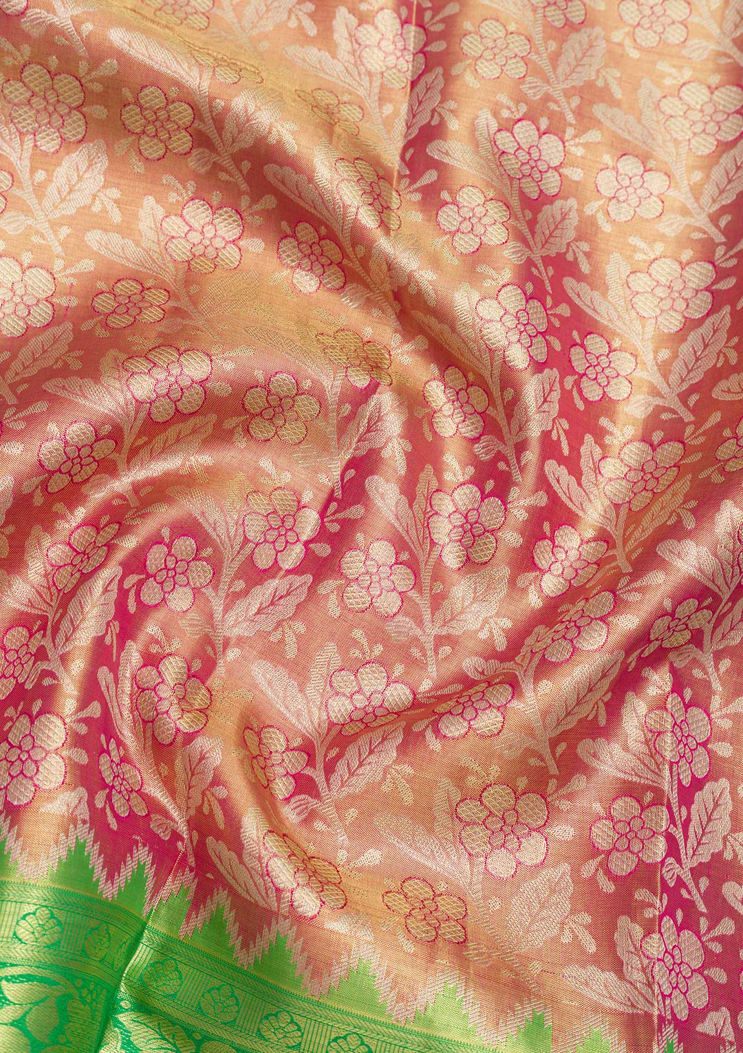 Peach Zariwork Pure Silk Saree-Koskii