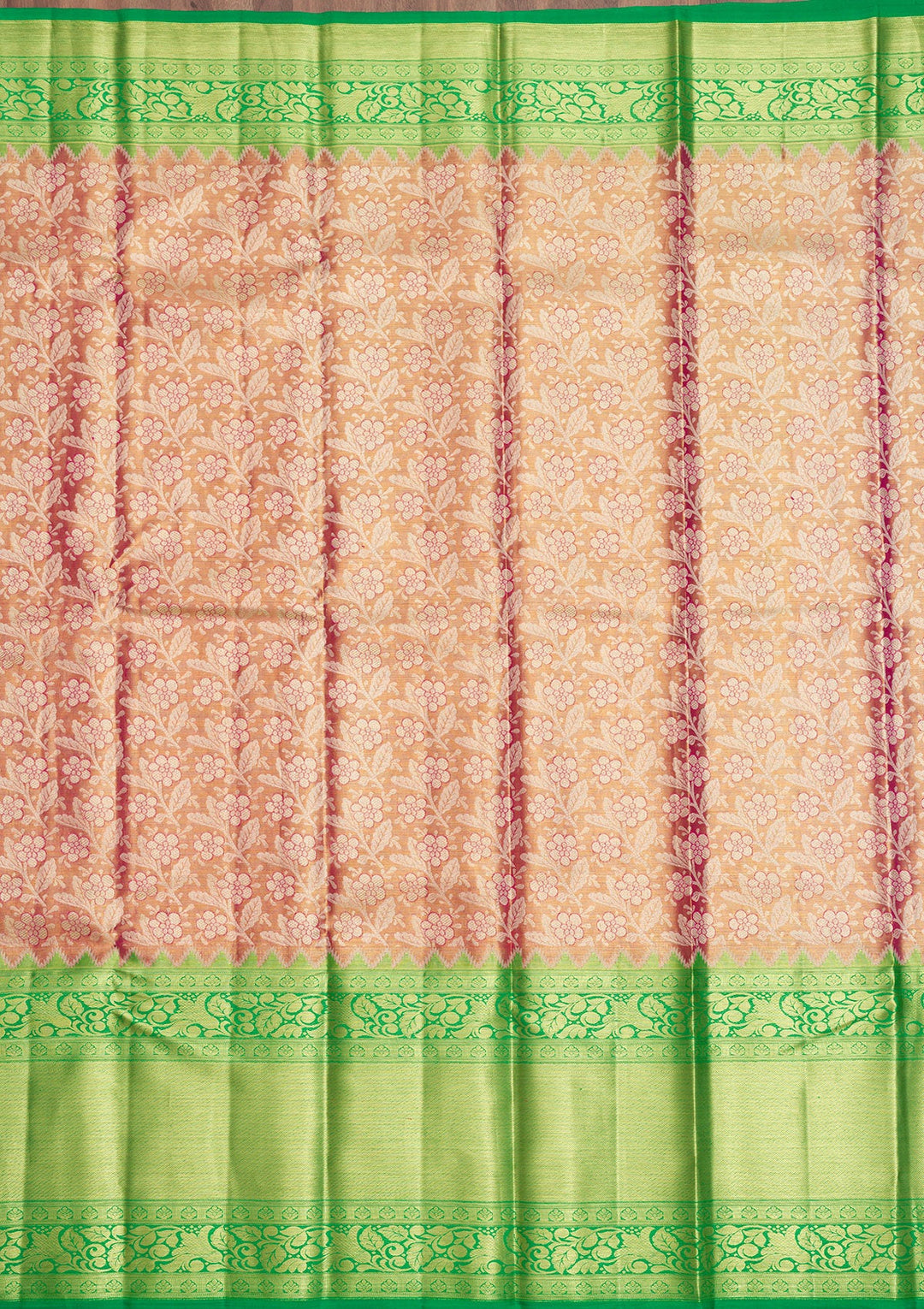 Peach Zariwork Pure Silk Saree-Koskii