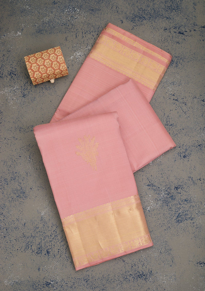 Peach Zariwork Pure Silk Saree-Koskii