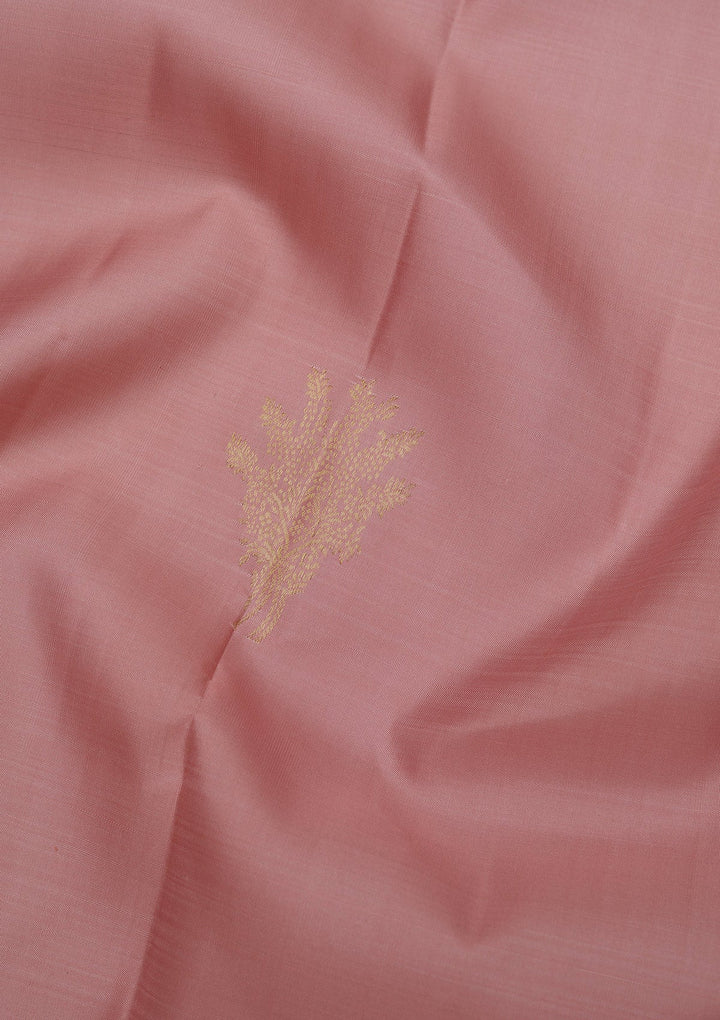 Peach Zariwork Pure Silk Saree-Koskii