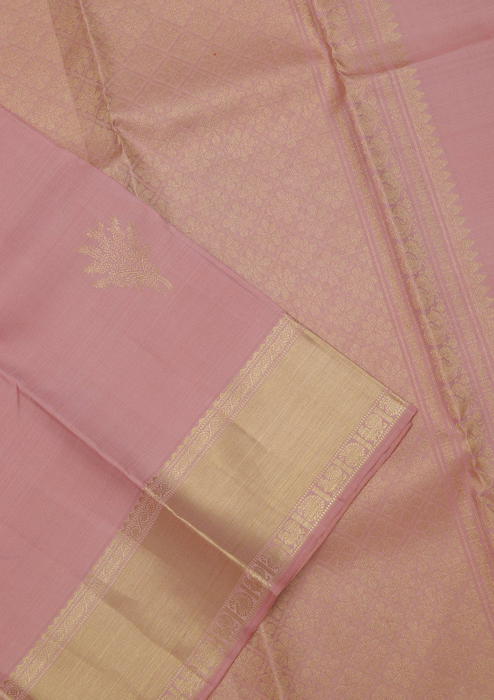 Peach Zariwork Pure Silk Saree-Koskii