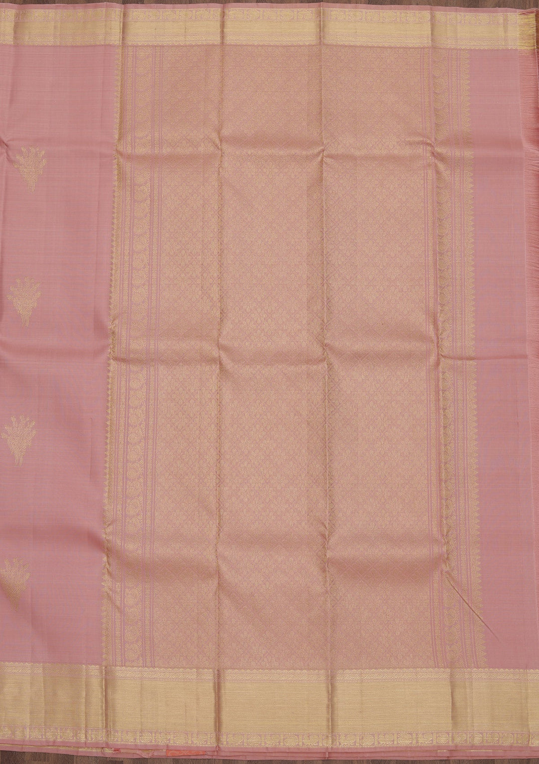 Peach Zariwork Pure Silk Saree-Koskii