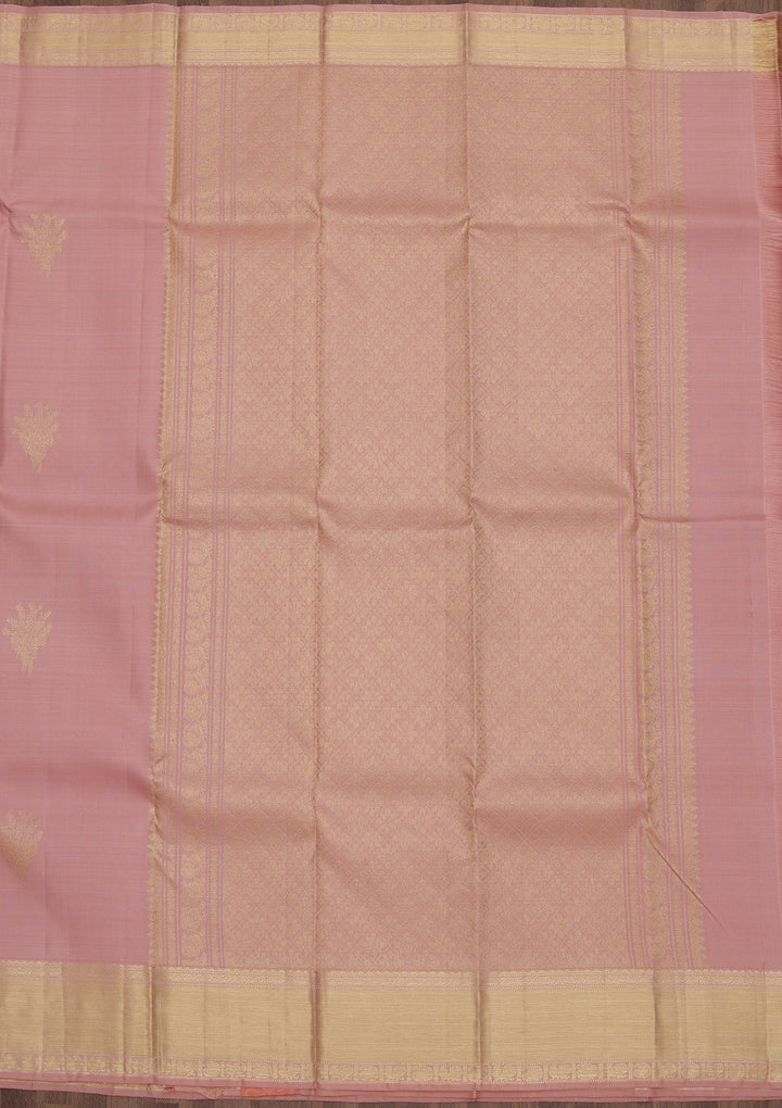 Peach Zariwork Pure Silk Saree-Koskii