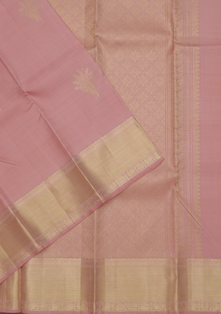 Peach Zariwork Pure Silk Saree-Koskii