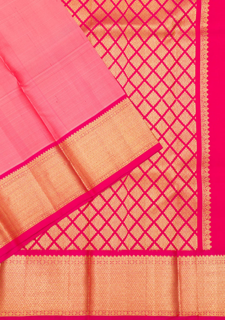 Peach Zariwork Pure Silk Saree-Koskii