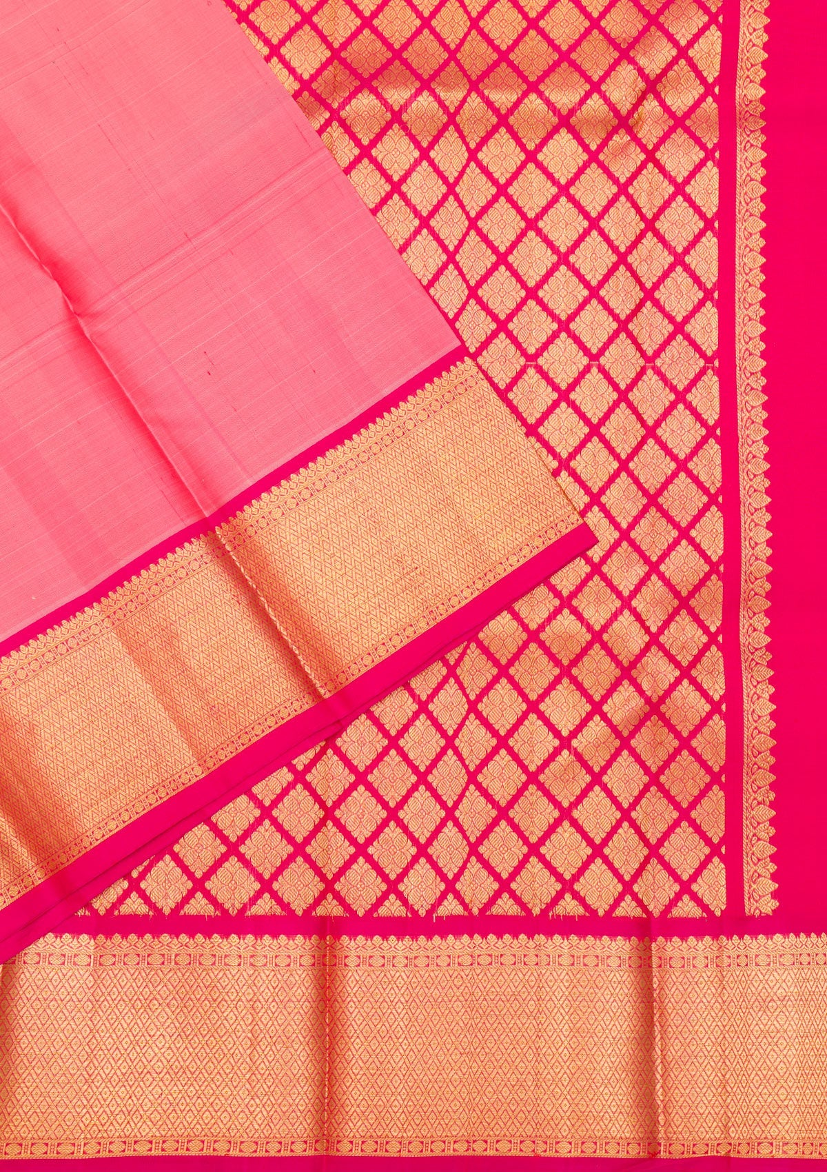 Peach Zariwork Pure Silk Saree-Koskii