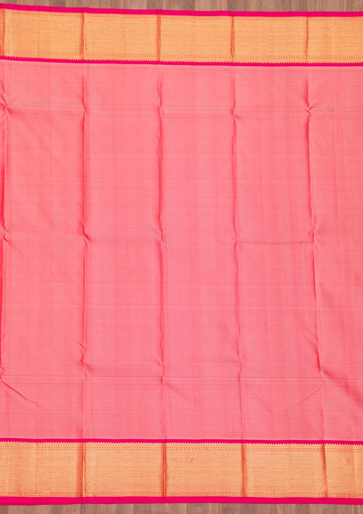 Peach Zariwork Pure Silk Saree-Koskii