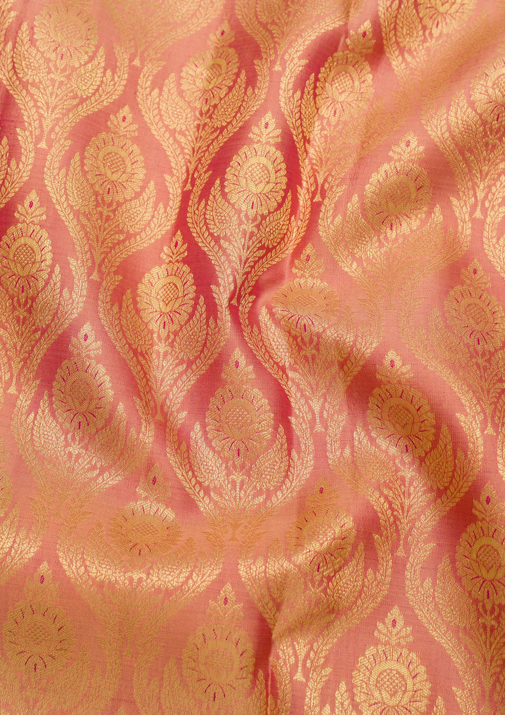 Peach Zariwork Pure Silk Saree-Koskii