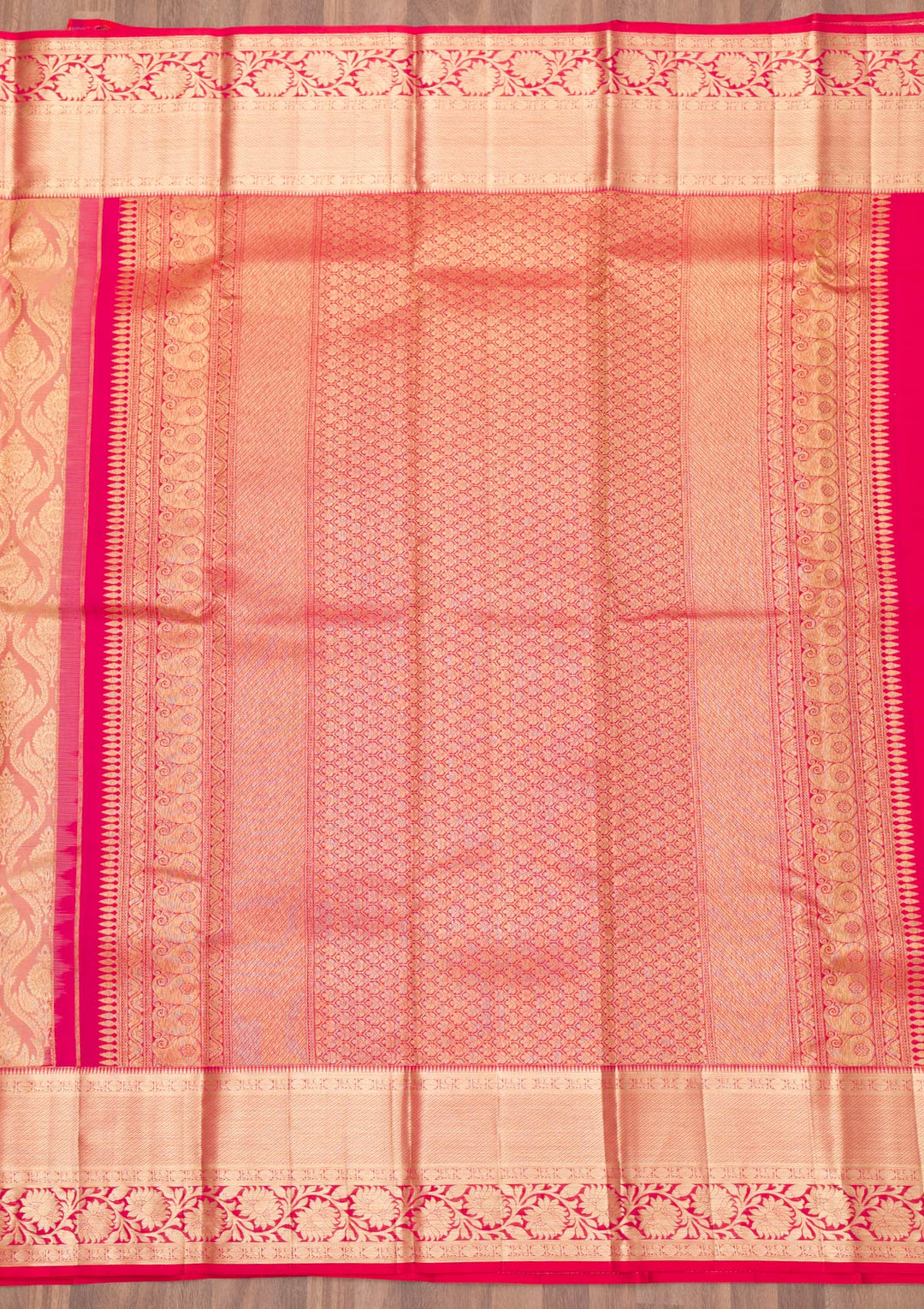 Peach Zariwork Pure Silk Saree-Koskii