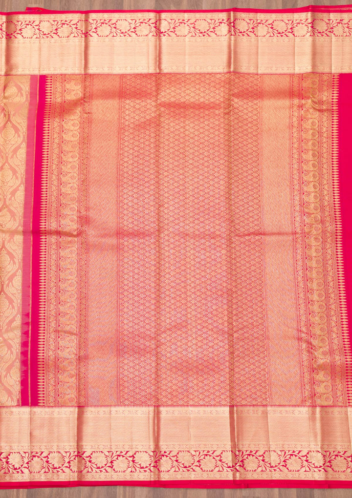 Peach Zariwork Pure Silk Saree-Koskii