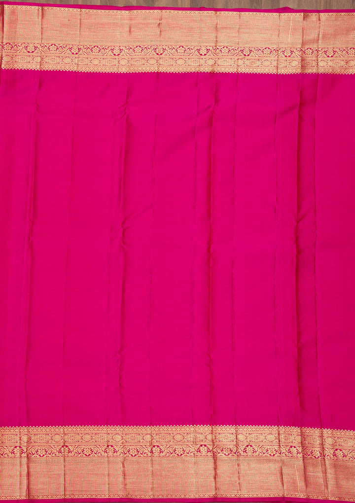 Peach Zariwork Pure Silk Saree-Koskii