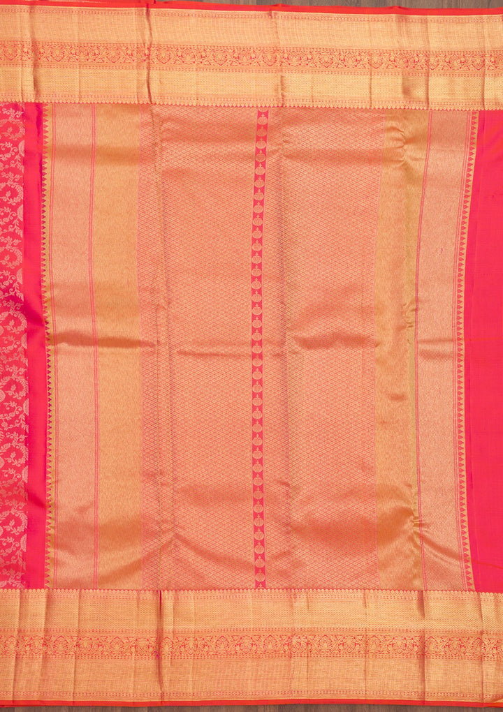 Peach Zariwork Pure Silk Saree-Koskii