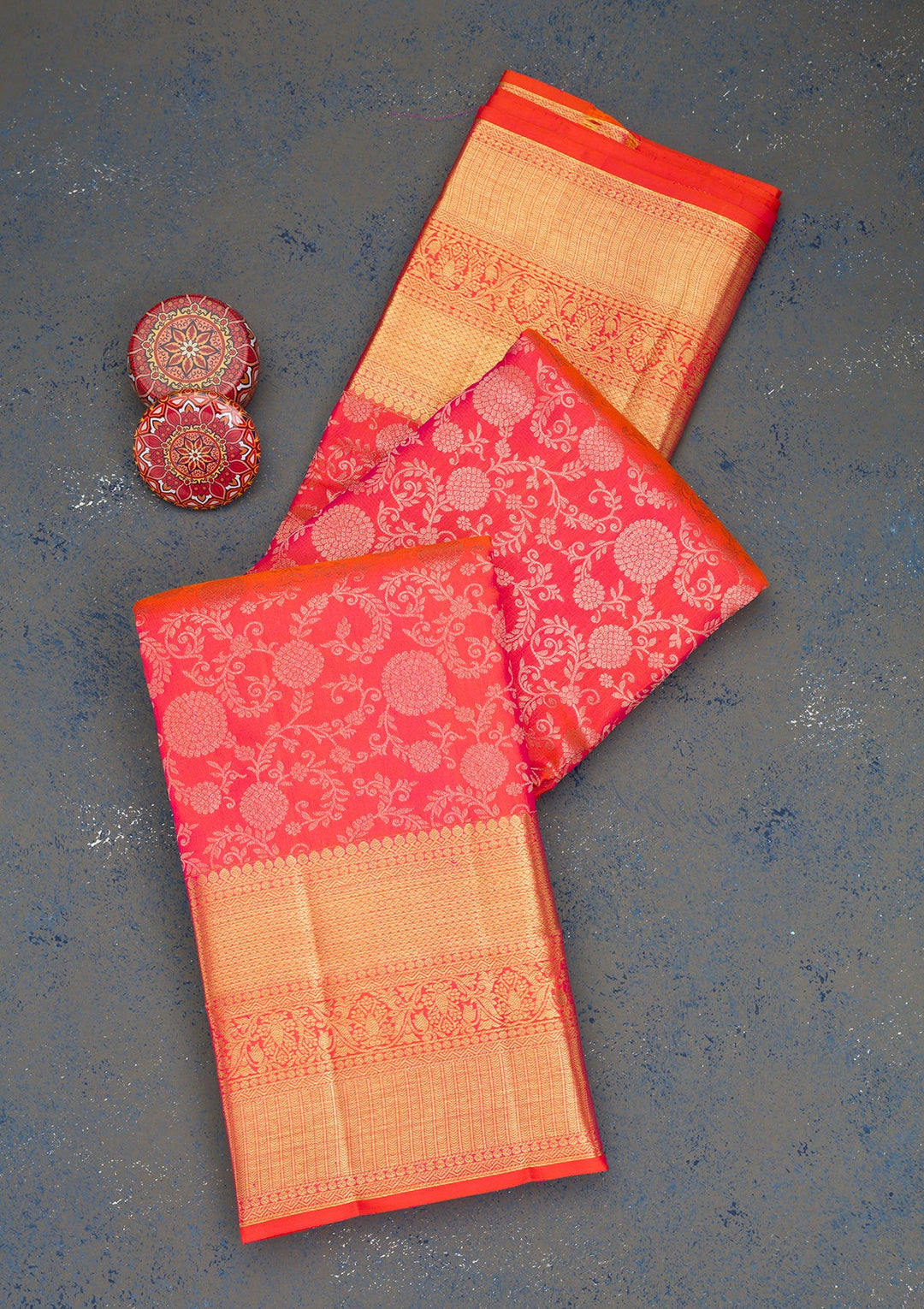 Peach Zariwork Pure Silk Saree-Koskii