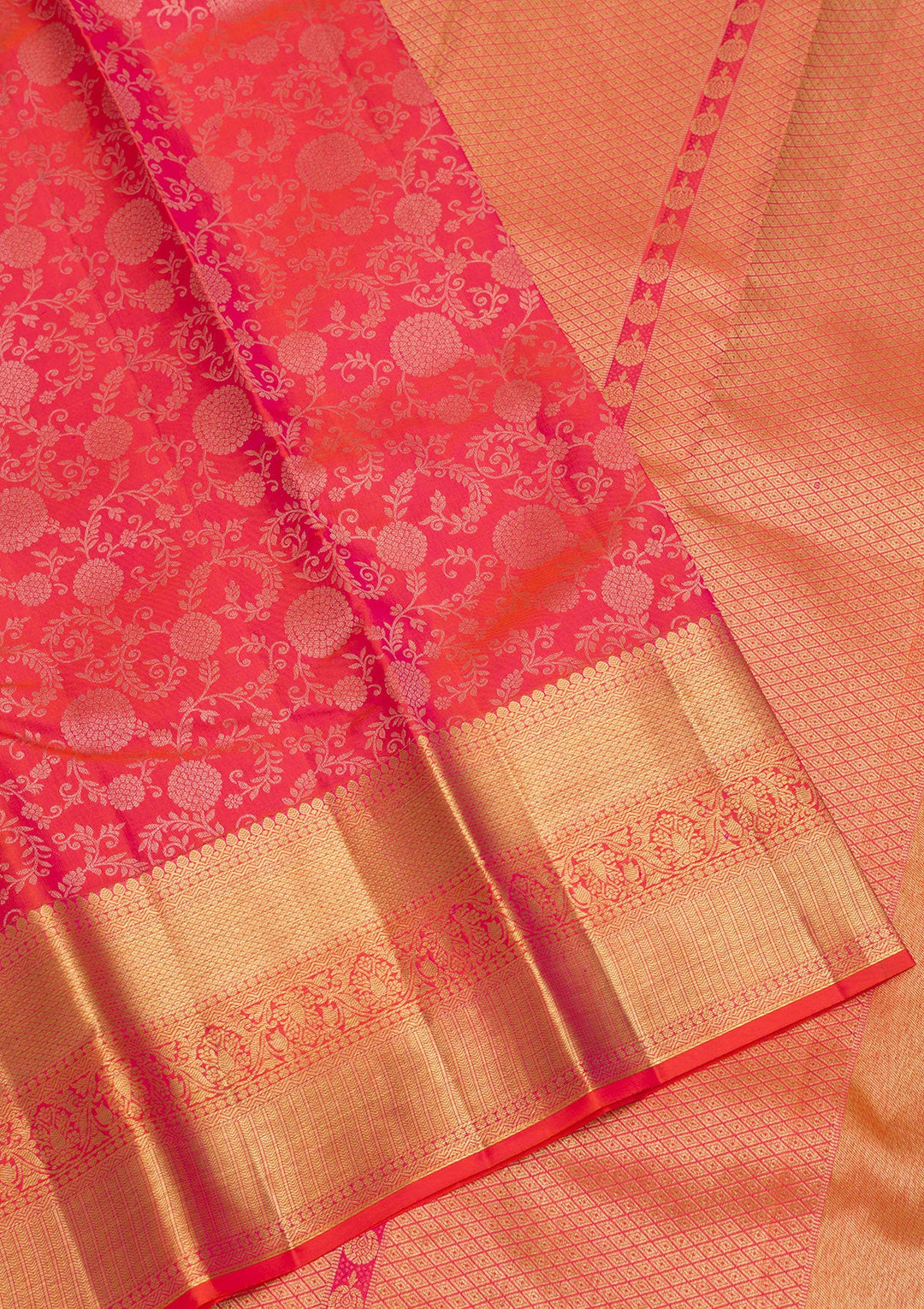 Peach Zariwork Pure Silk Saree-Koskii
