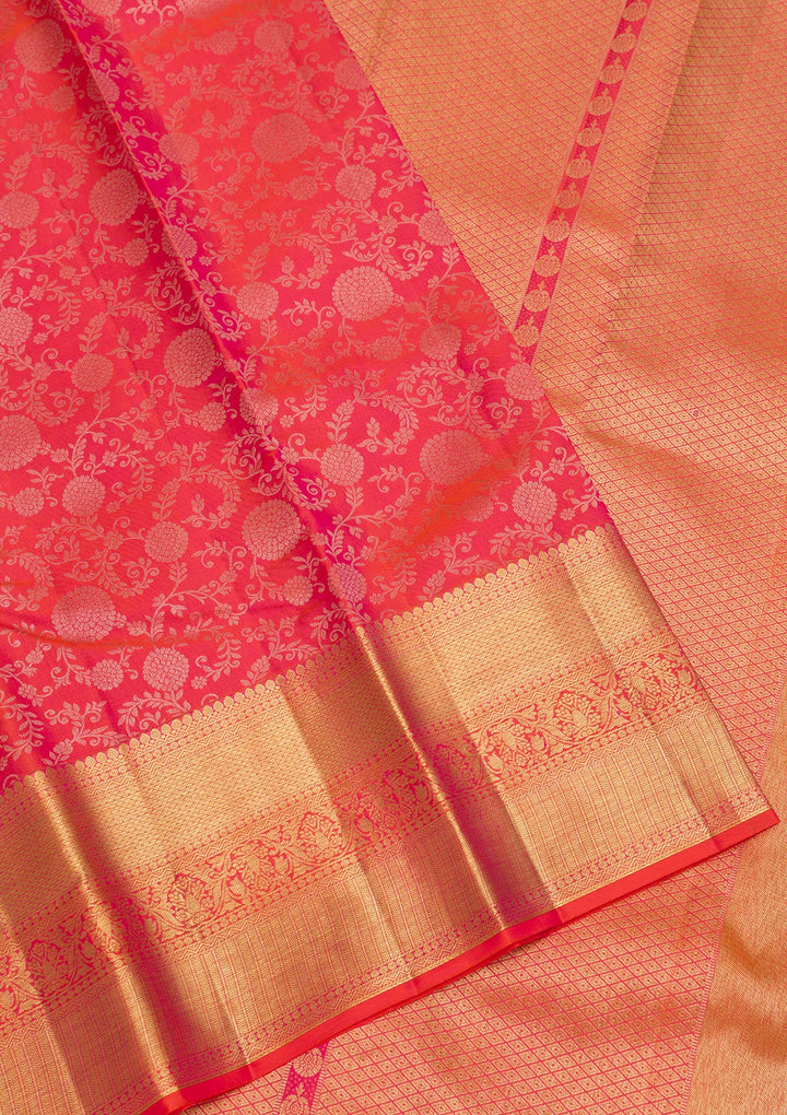 Peach Zariwork Pure Silk Saree-Koskii