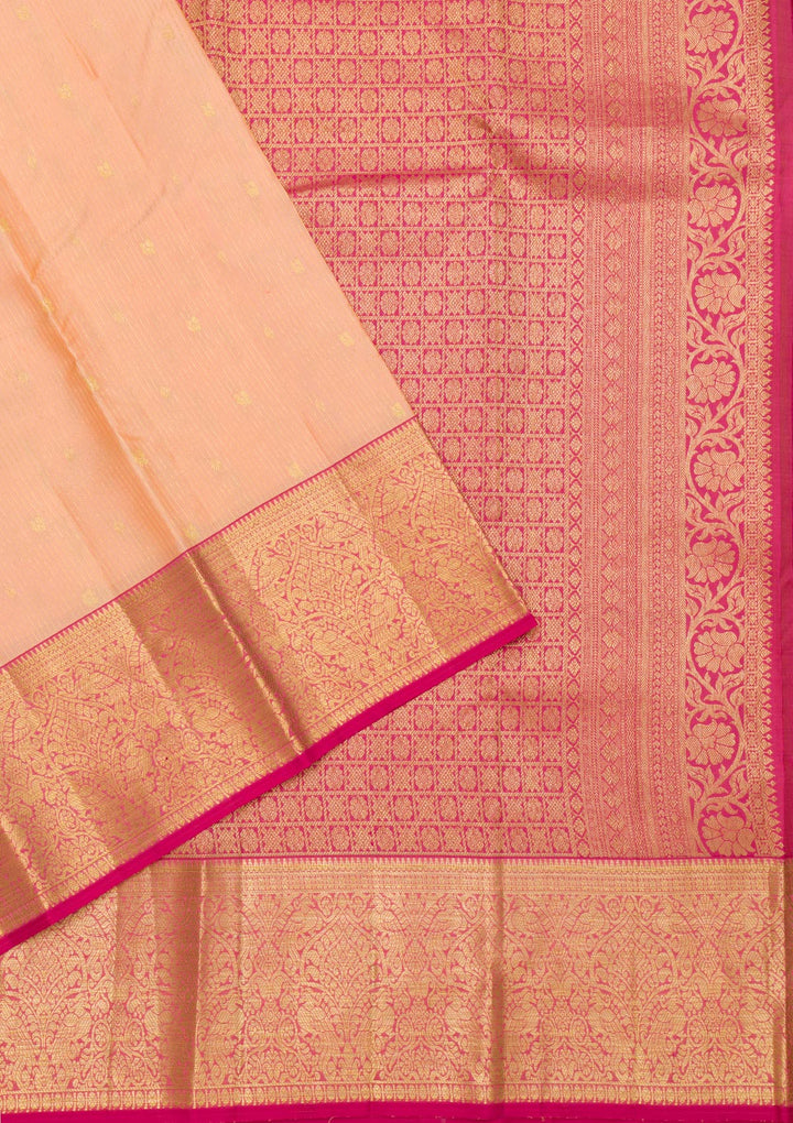 Peach Zariwork Pure Silk Saree-Koskii