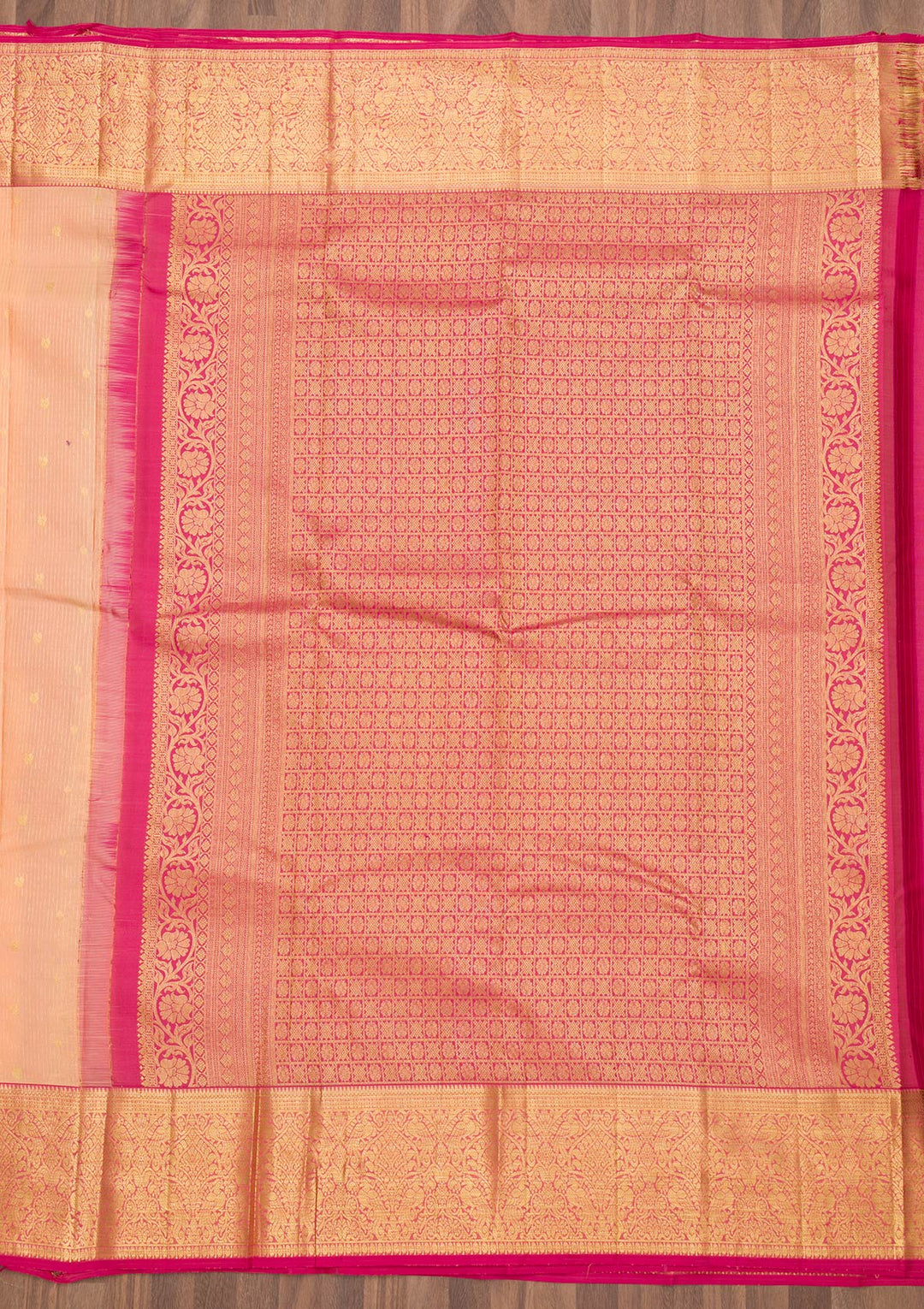 Peach Zariwork Pure Silk Saree-Koskii