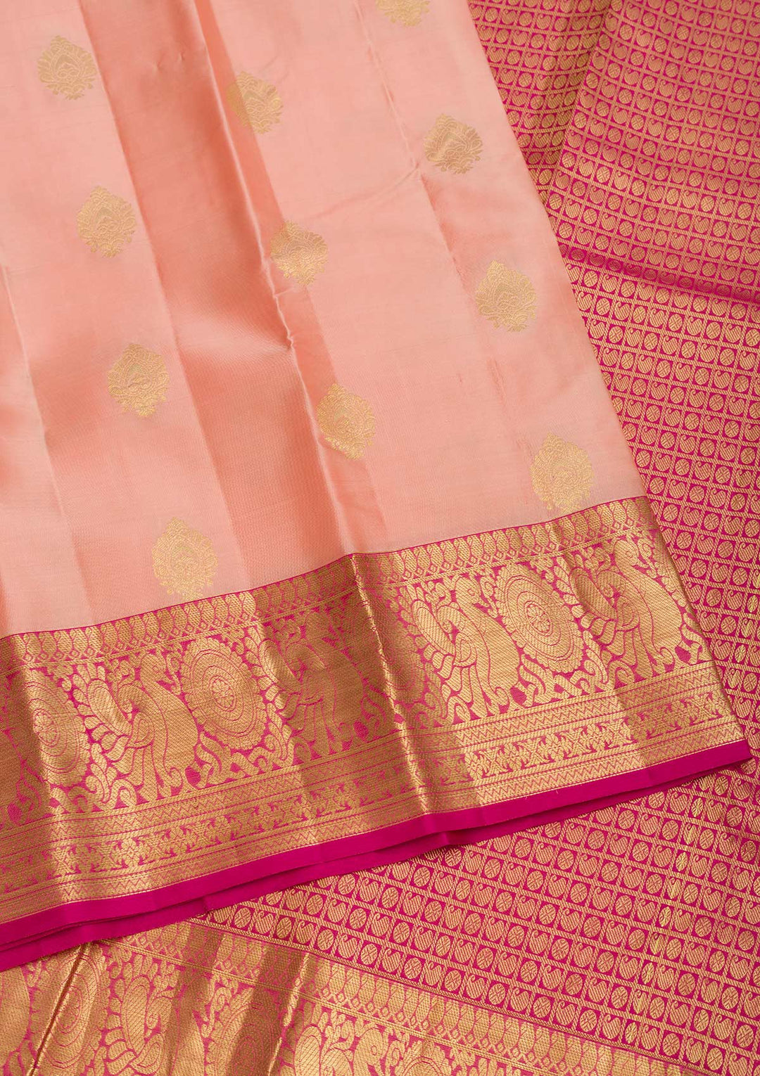 Peach Zariwork Pure Silk Saree-Koskii