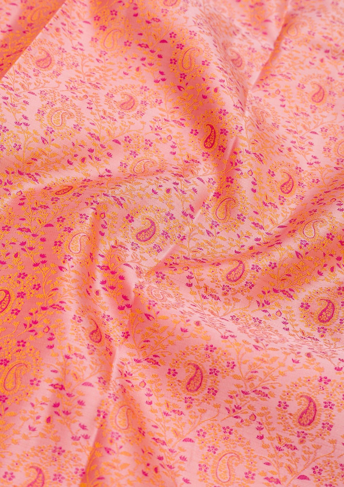 Peach Zariwork Pure Silk Saree-Koskii