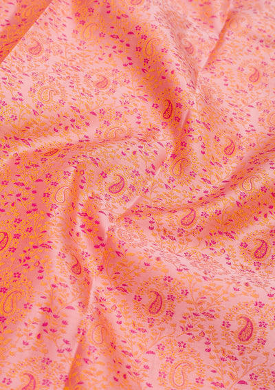 Peach Zariwork Pure Silk Saree-Koskii