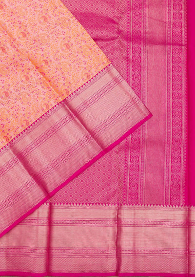 Peach Zariwork Pure Silk Saree-Koskii