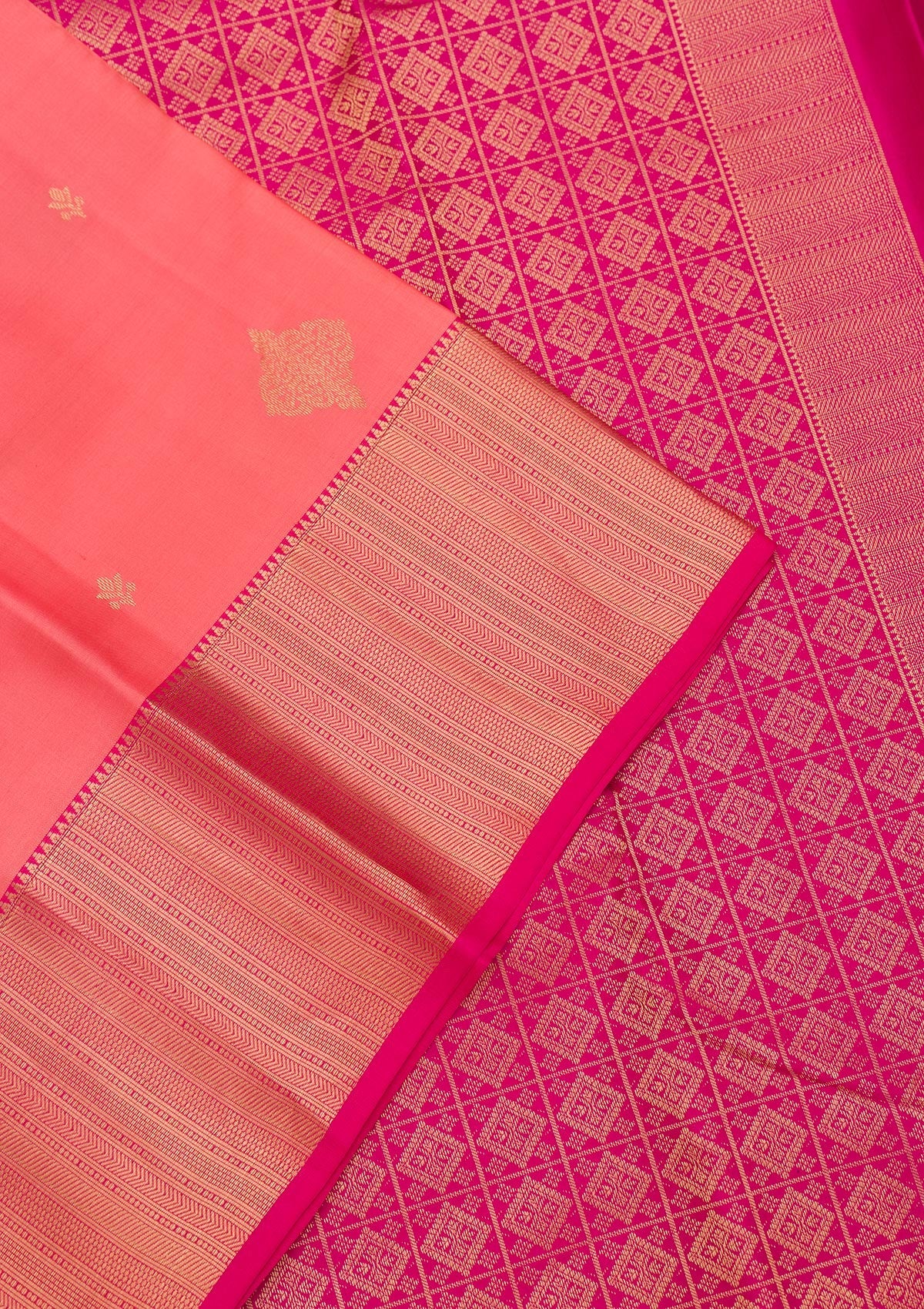 Peach Zariwork Pure Silk Saree-Koskii
