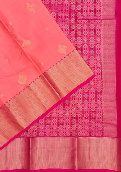 Peach Zariwork Pure Silk Saree-Koskii