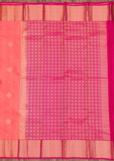 Peach Zariwork Pure Silk Saree-Koskii