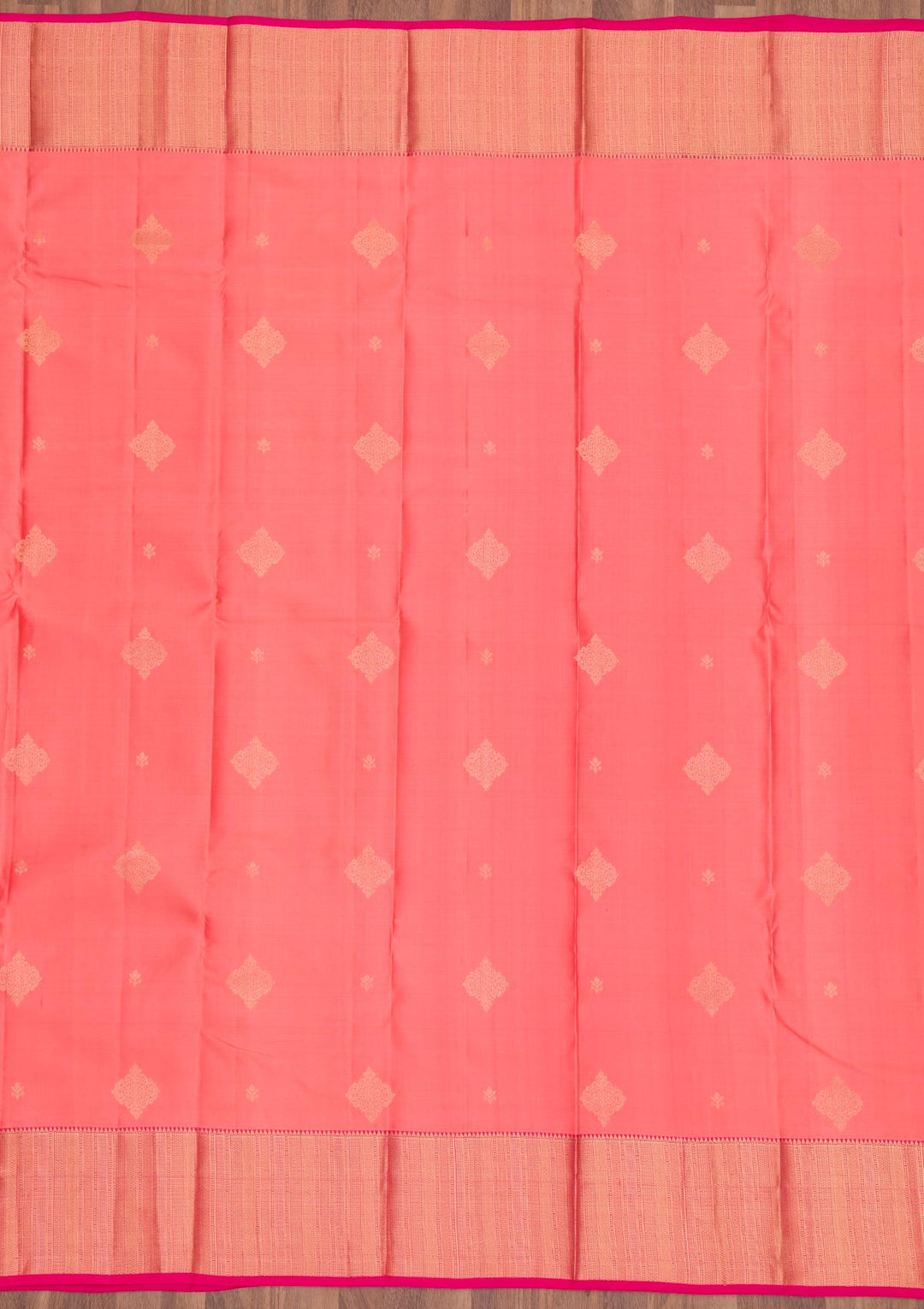 Peach Zariwork Pure Silk Saree-Koskii