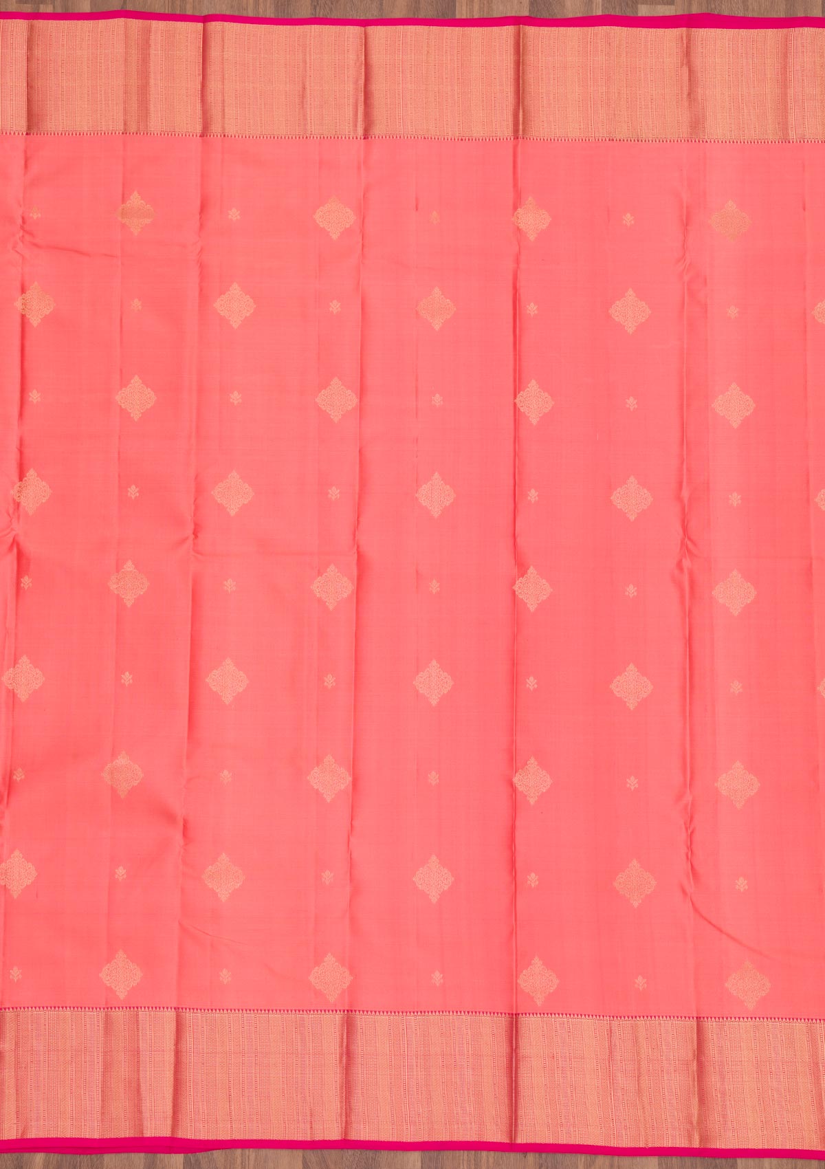 Peach Zariwork Pure Silk Saree-Koskii