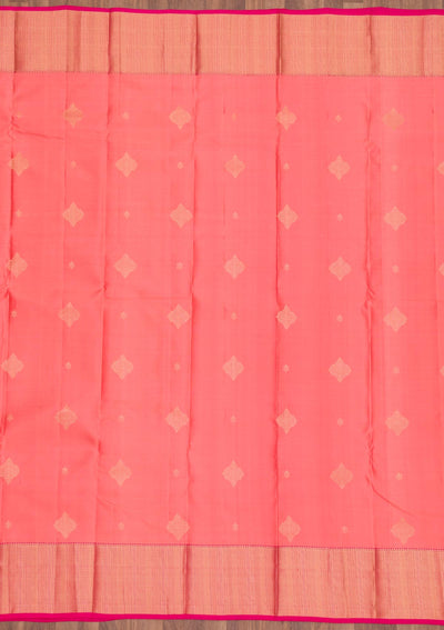 Peach Zariwork Pure Silk Saree-Koskii