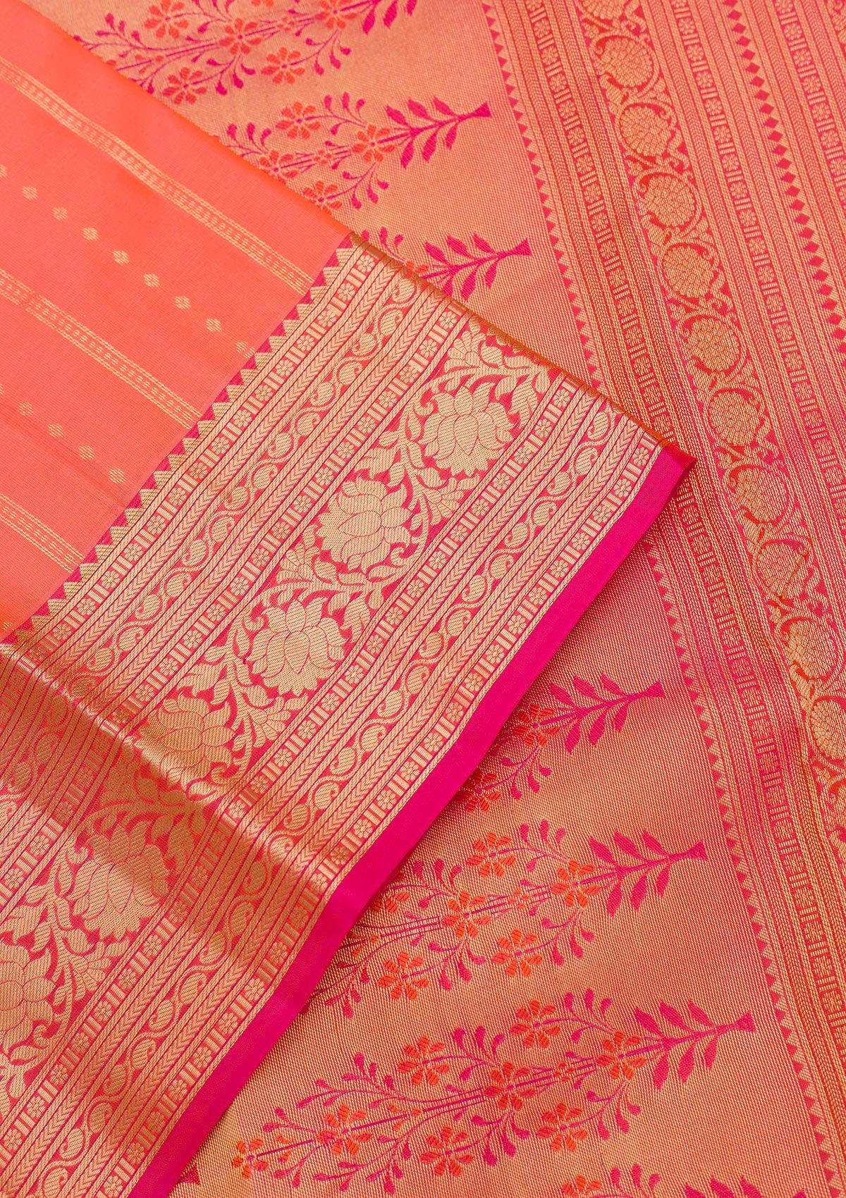 Peach Zariwork Pure Silk Saree-Koskii