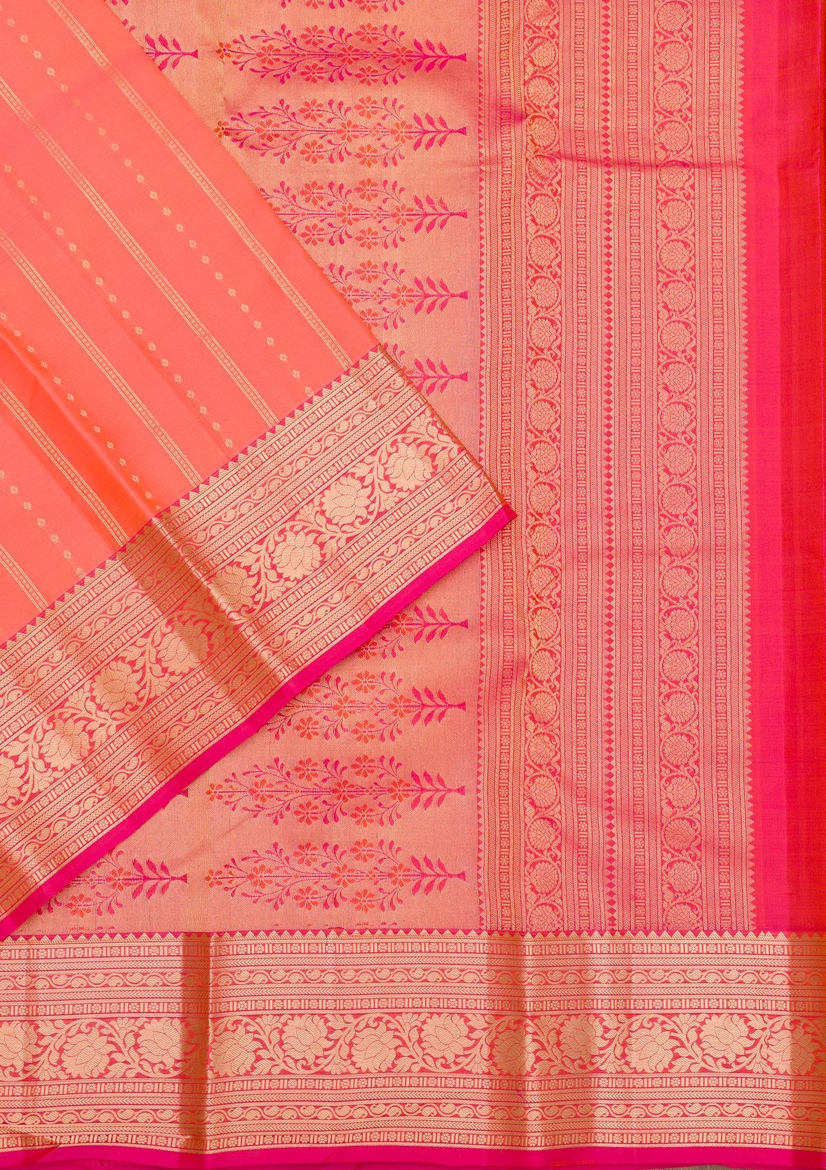 Peach Zariwork Pure Silk Saree-Koskii