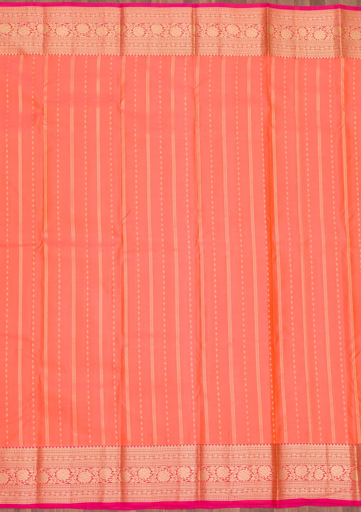 Peach Zariwork Pure Silk Saree-Koskii